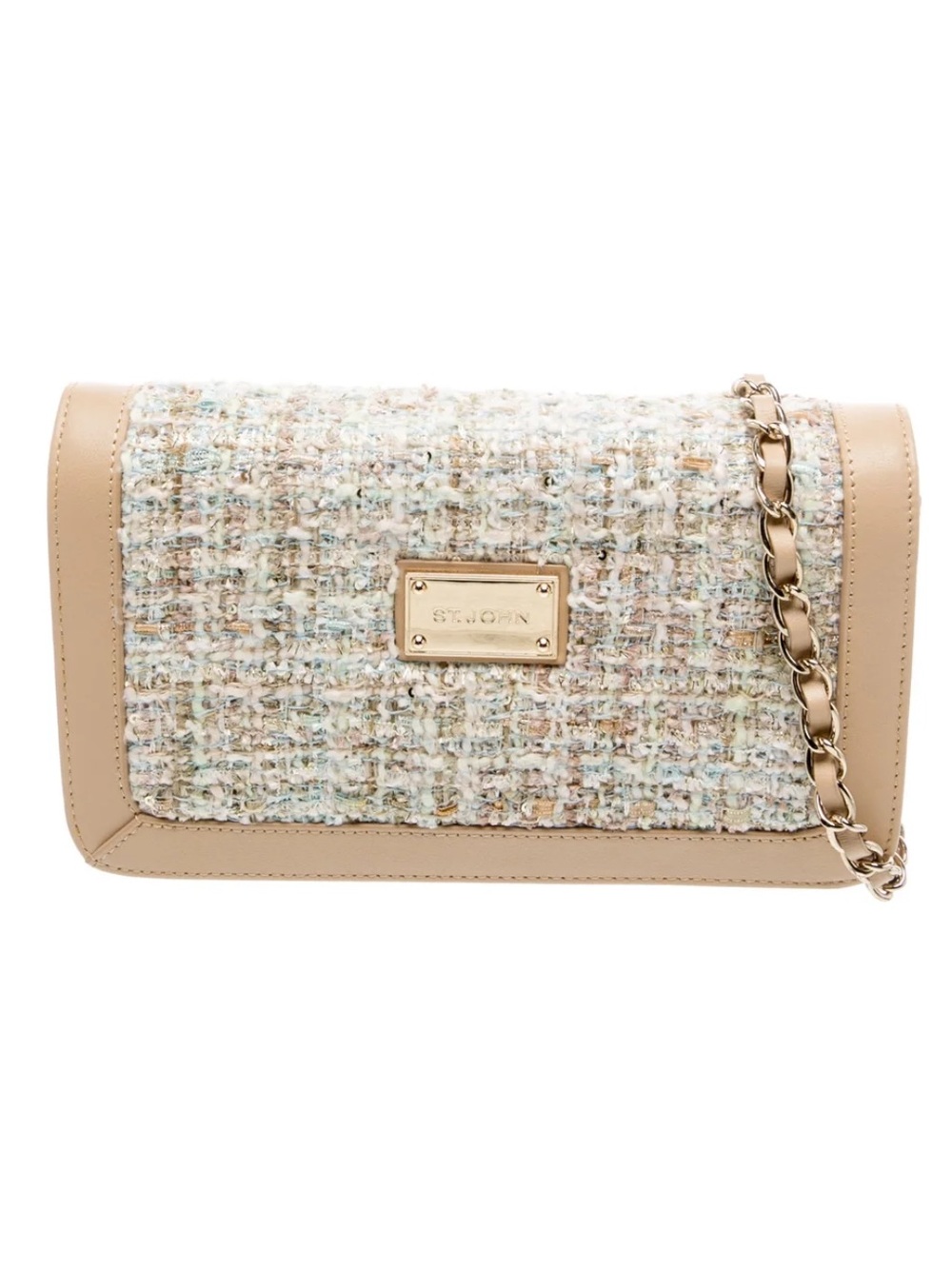 St John Handbag Tweed & Tan Leather Crossbody or Clutch - Picture 5 of 13